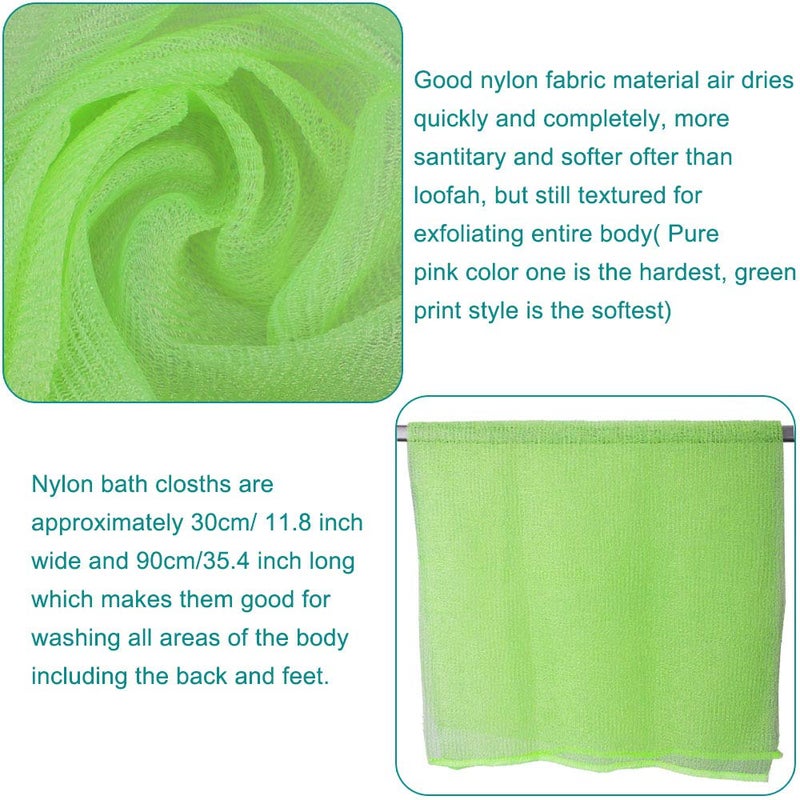 Meetory 6 Pieces Exfoliating Nylon Bath Cloth Towel, 35 inches (90cm) Beauty Skin Bath Wash Cloth Towel Massage for Women and Men - Image 3
